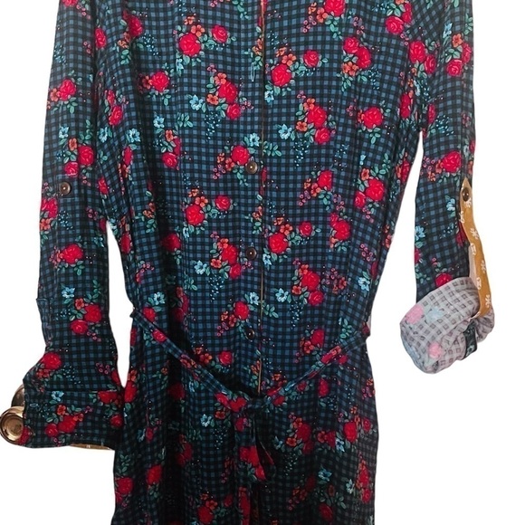 MATILDA Jane Check Floral Fa La La Dress~Duster Medium - Picture 4 of 7